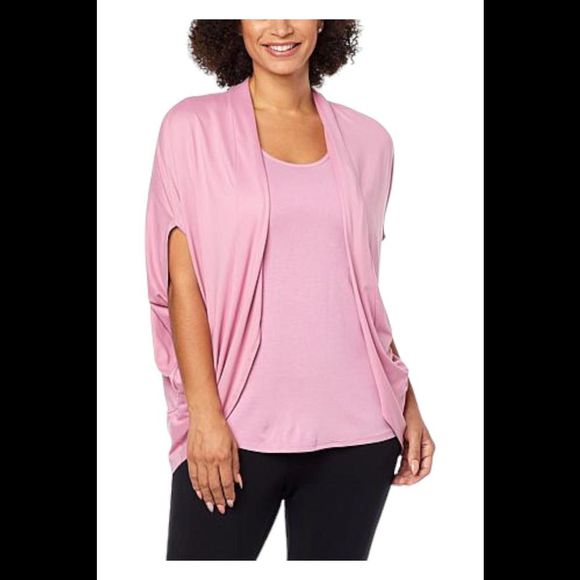 Retreat by Rhonda Shear Open-Front Cocoon Cardigan Mauve - Regular - Picture 1 of 1